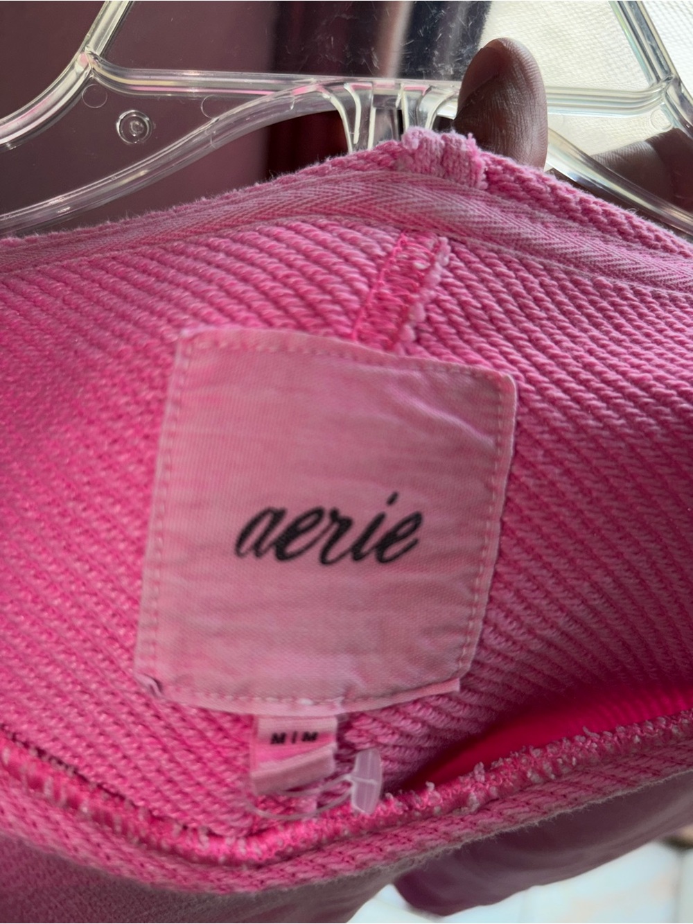aerie Bright Pink Cropped Crewneck Sweatshirt - Picture 3 of 3